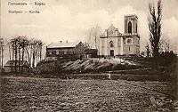 Gostynin - Zabudowania w miejscu zamku w Gostyninie na fotografii z pocztku XX wieku