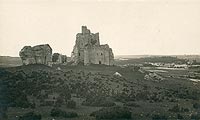 Mirw - Ruiny zamku Mirw na zdjciu Henryka Poddbskiego z 1932 roku