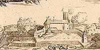 Grudzidz - Pozostaoci zamku na litografii Eduarda Pietzscha, Borussia 1839