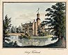 Karpniki - Zamek w Karpnikach na litografii Carla Theodora Mattisa z okoo poowy XIX wieku