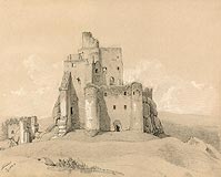 Mirw - Zamek w Mirowie na rysunku Juliana Cegliskiego, 1853
