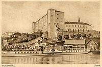 Sandomierz - Zamek na pocztwce z 1932 roku