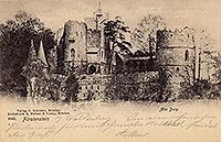 Stary Ksi - Ruiny Starego Ksia na pocztwce z 1924 roku